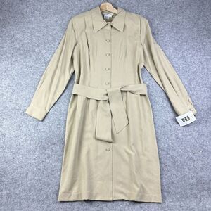 Vintage Orvis Silk Dress Womens 10 Tan Belted Button Long Sleeve Deadstock NEW*